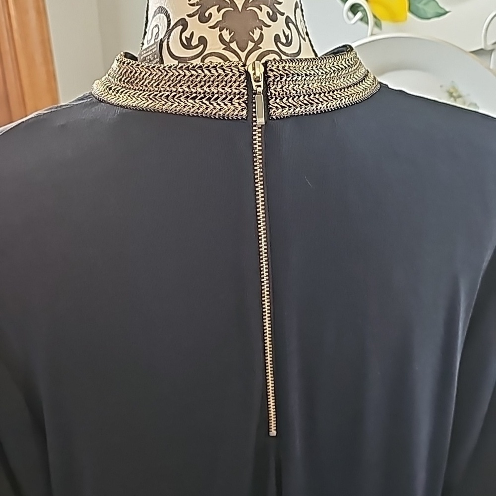 Chicos sz 3 Travelers embroidered neck band dress India Ink sz 16 new with tags - Picture 6 of 12
